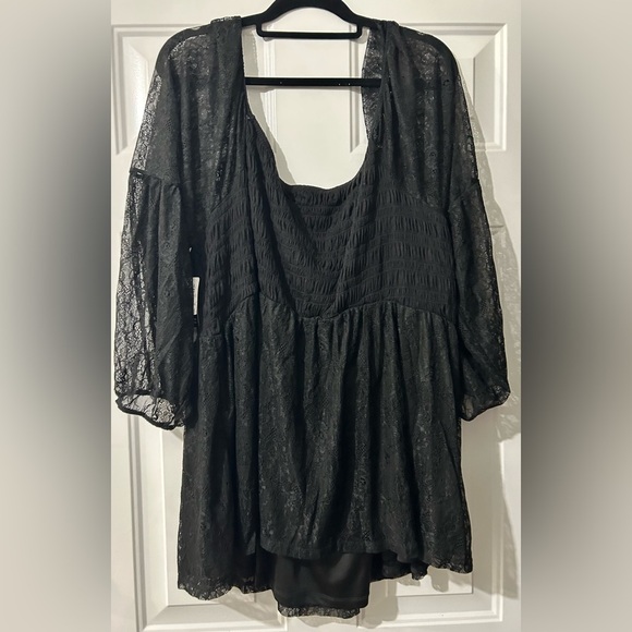 5x Babydoll Stretch Lace Smocked Bodice Square Neck Top - Picture 6 of 7